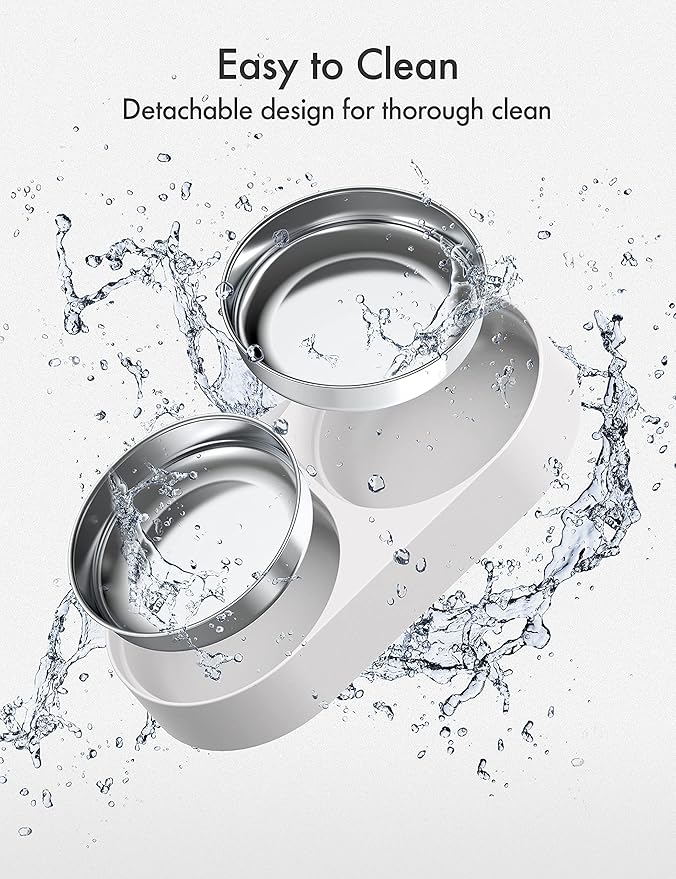 PETLIBRO Pet Food Splitter with Stainless Steel Bowls, Automatic Cat Feeder Bowls for Two Cats or Dogs, Suitable for PETLIBRO Automatic Cat Feeder PLAF005, PLAF006, PLAF103, PLAF203, White