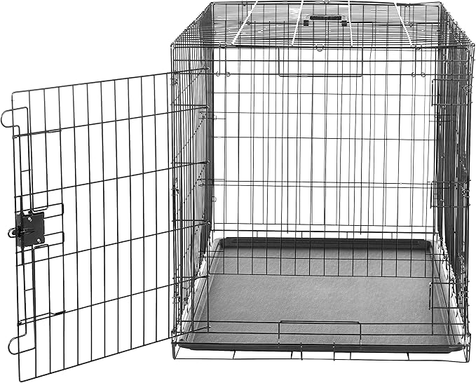 Amazon Basics - Durable,Foldable Metal Wire Dog Crate with Tray, Double Door, 42 x 28 x 30 in, Black