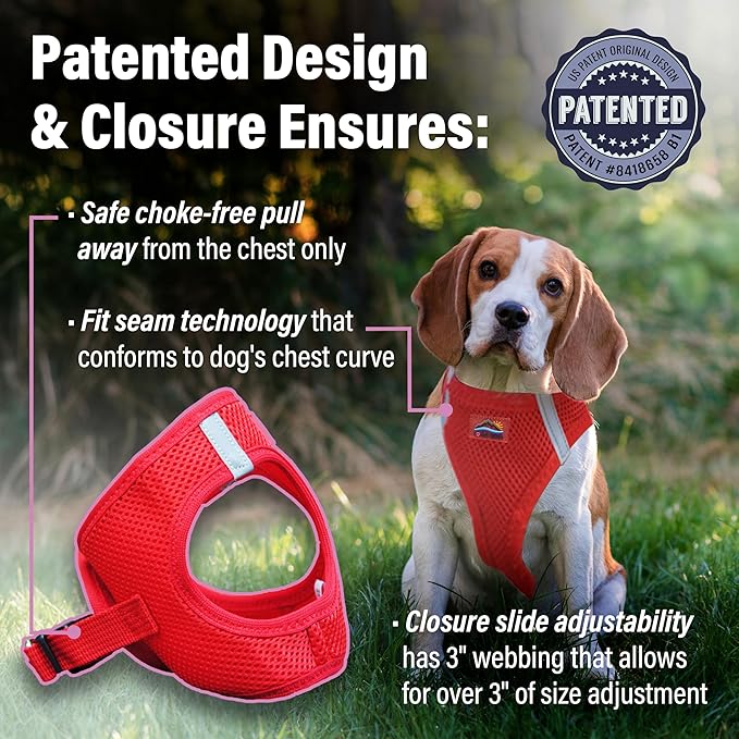 Doggie Design Dog Harness - No Choke Dog Harness, Dog Vest, Mesh Polyester, Pet Harness, Simple Step in and Go Design, Harness for Dog - Red, XL