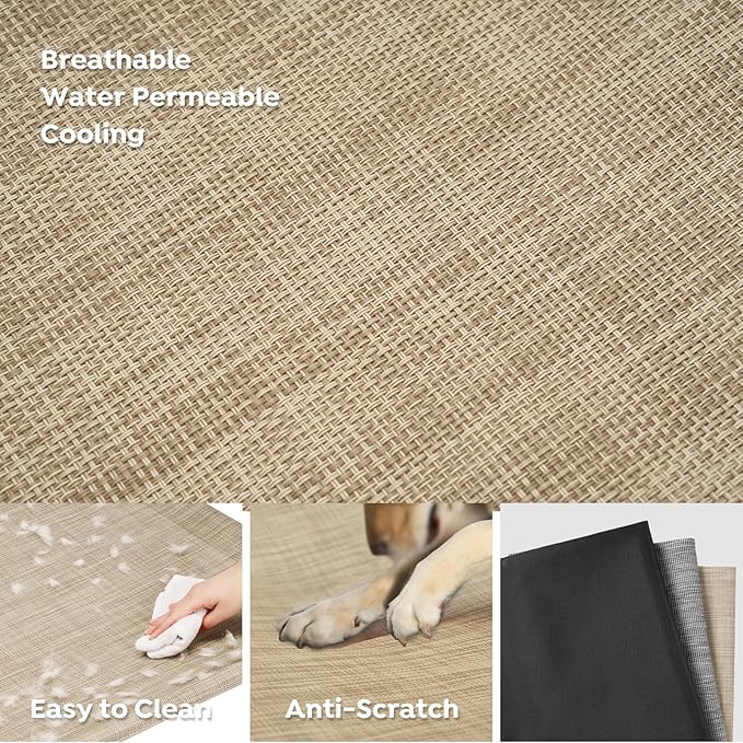 Veehoo Elevated Dog Bed, Raised Dog Cots for Large Dogs, Waterproof Outdoor Dogs Bed, Cooling Pet Hammock with Guardrail, Upgraded Non-Slip Feet, Breathable Teslin Mesh, Beige, 53 x 33 inches