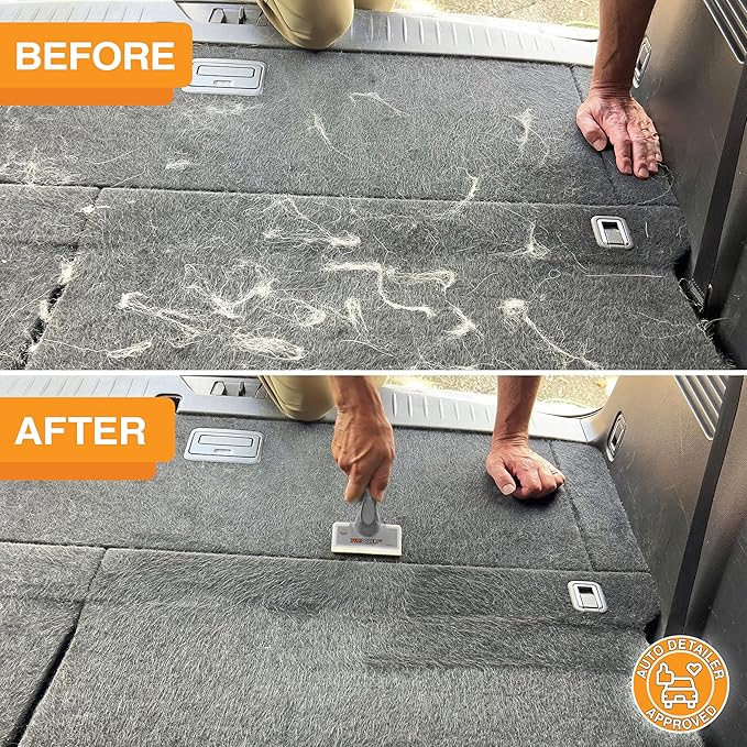 FurDozer Pet Hair Remover & Auto Detailing Tools - Cat & Dog Hair Remover for Carpets, Car Interiors, Couches, Bedding, & Pet Furniture (Gray, (2 Pack) - X6)