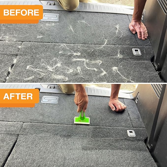 FurDozer Pet Hair Remover & Auto Detailing Tools - Cat & Dog Hair Remover for Carpets, Car Interiors, Couches, Bedding, & Pet Furniture (Green, X6)