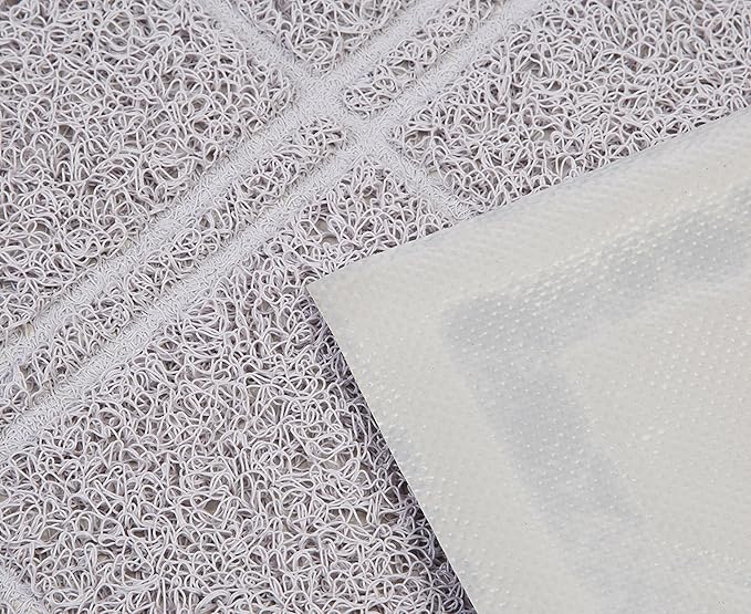 Amazon Basics Less-Mess Cat Litter Box Mat, Unscented, 24" x 35", Grey