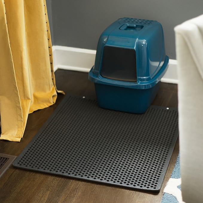 iPrimio Jumbo Cat Kitty Litter Box Trapper Mat 29x27 - Kitty Litter Mat - Mat Rug Traps and Catches Litter Through Large Holes, Multi-Layer Bottom Repels Urine, Perfect for Messy Cats