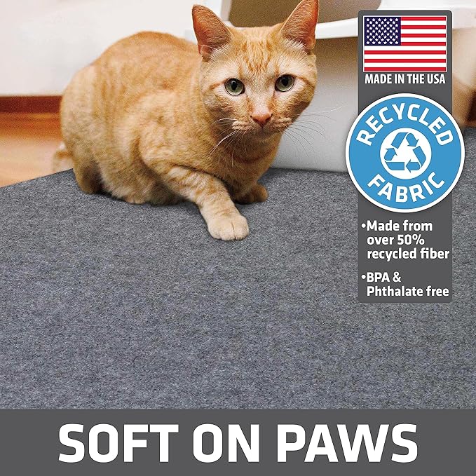 Drymate XL Original Cat Litter Mat, Contains Mess from Box, Protects Floors, Urine-Proof, Machine Washable, Soft on Kitty Paws, Absorbent, Waterproof (USA Made, Recycled Content) (29”x36”)(Light Grey)