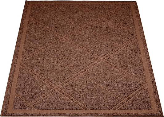 Amazon Basics Less-Mess Cat Litter Box Mat, 24" x 35", Unscented, Brown