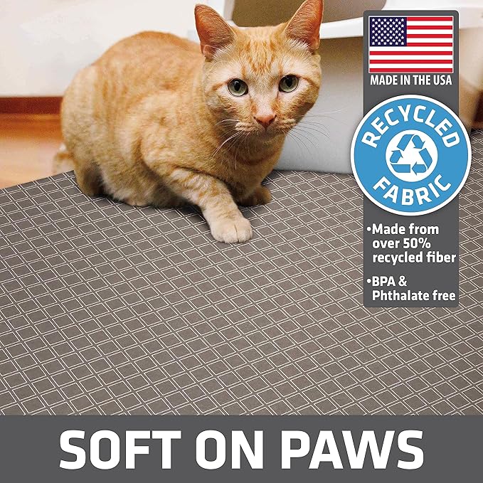 Drymate XL Original Cat Litter Mat, Contains Mess from Box, Protects Floors, Urine-Proof, Machine Washable, Soft on Kitty Paws, Absorbent, Waterproof (USA Made, Recycled Content) (29”x36”)(Taupe)