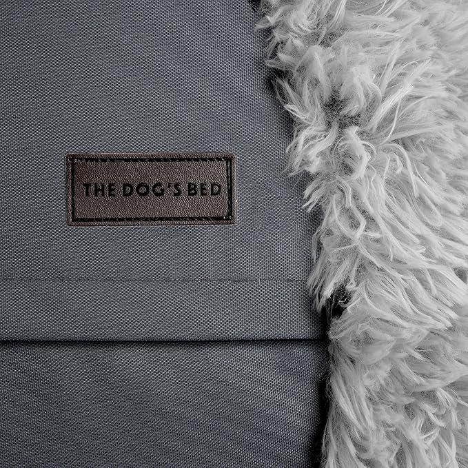 The Dog’s Bed Sound Sleep Donut Dog Bed, Medium Silver Grey Fur Calming Nest Bed, Veterinary Approved